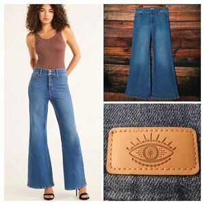 Sofia Vergara Jeans Size 14 Margot Wide Leg High Rise Blue Denim Stretch